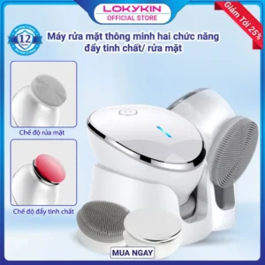 Máy rửa mặt 3 trong 1 Lokykin kiêm máy đẩy tinh chất massage mặt