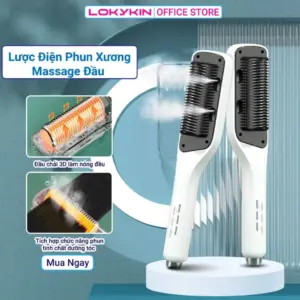 Lược điện chải tóc tạo kiểu ion âm Lokykin chải thẳng uốn cong phun tinh chất chính hãng